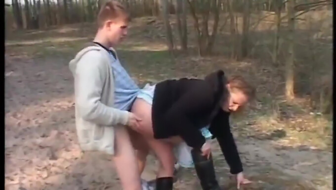 Busty Young Woman Takes On Skinny Guy In Outdoor Sex Scene